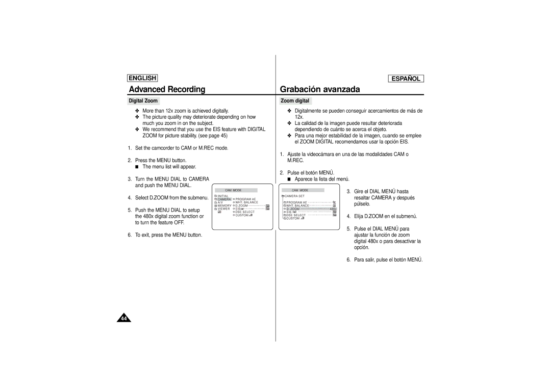 Samsung SCD180 manual Digital Zoom, Rec 