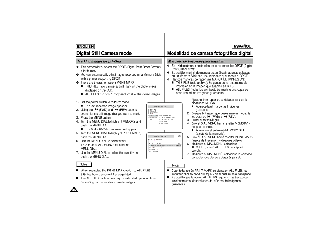 Samsung SCD180 manual Marcado de imágenes para imprimir 