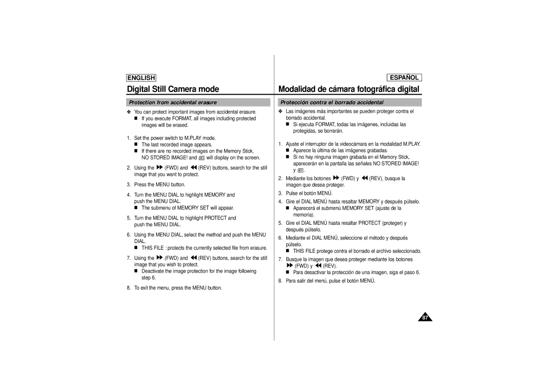 Samsung SCD180 manual You can protect important images from accidental erasure 