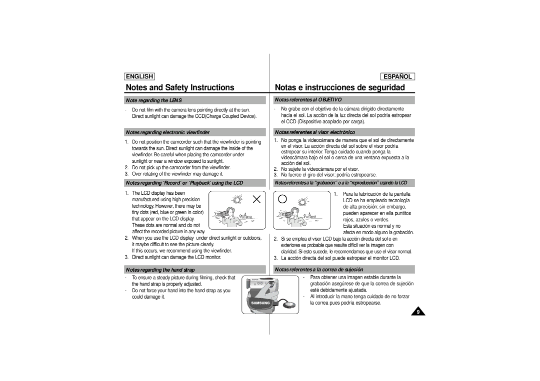 Samsung SCD180 manual Notas referentes al Objetivo, Notas referentes al visor electrónico 