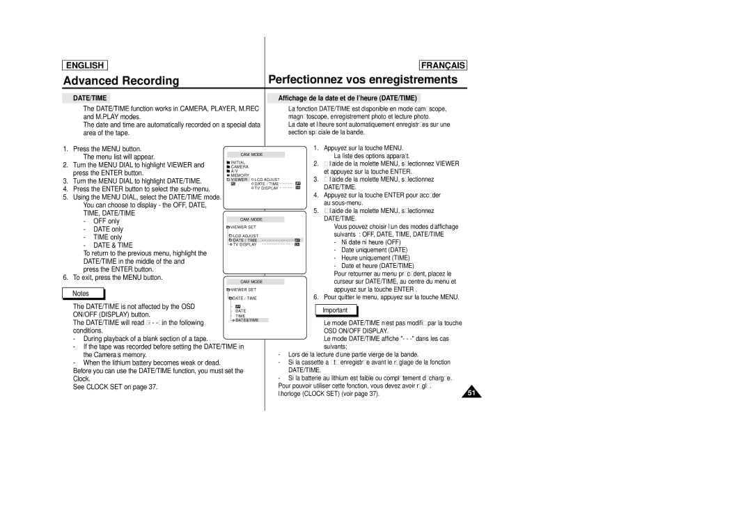 Samsung SCD23/D24 manual Time, Date/Time, Date & Time 