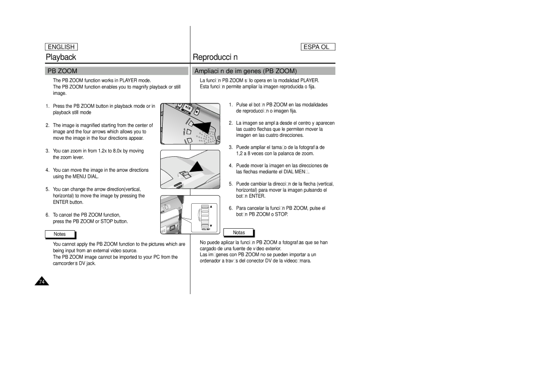 Samsung SCD24, SCD23 manual Ampliación de imágenes PB Zoom 