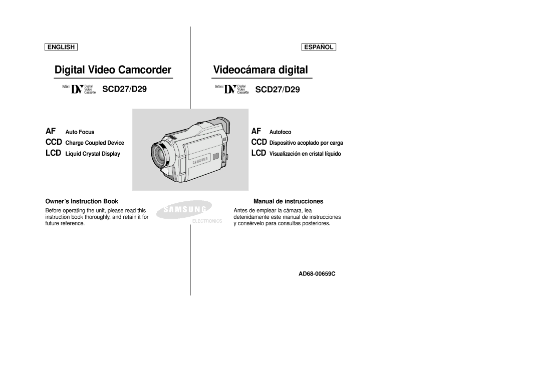 Samsung SCD27/D29 manual Digital Video Camcorder 