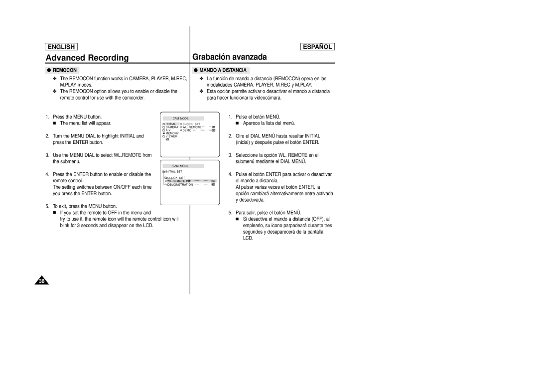 Samsung SCD27/D29 manual Mando a Distancia 