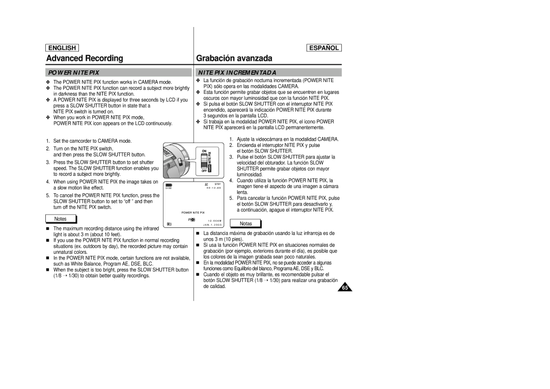 Samsung SCD27/D29 manual Power Nite PIX, De calidad 