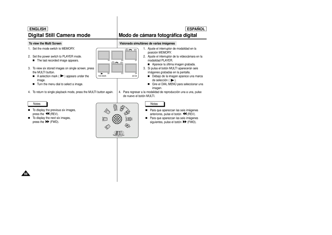 Samsung SCD27/D29 manual To view the Multi Screen, Visionado simultá neo de varias imá genes 