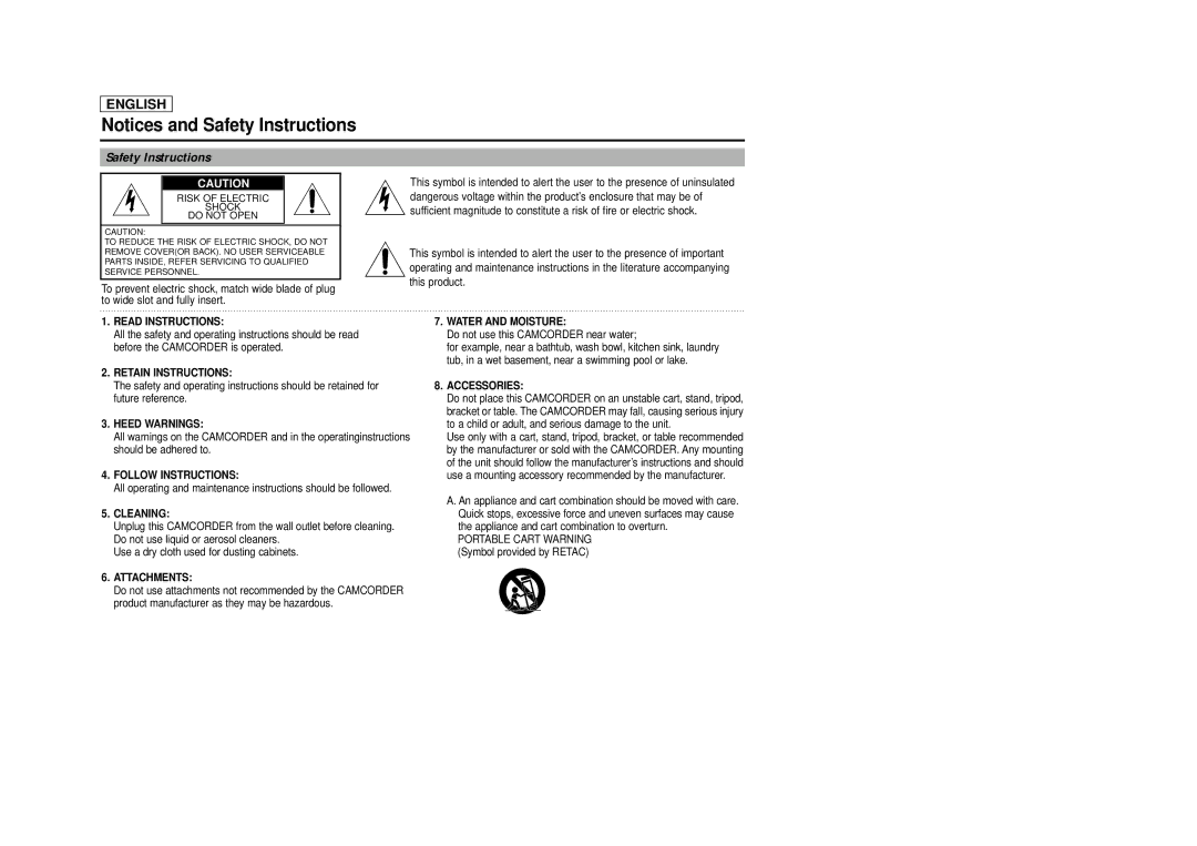 Samsung SCD29 manual Safety Instructions 