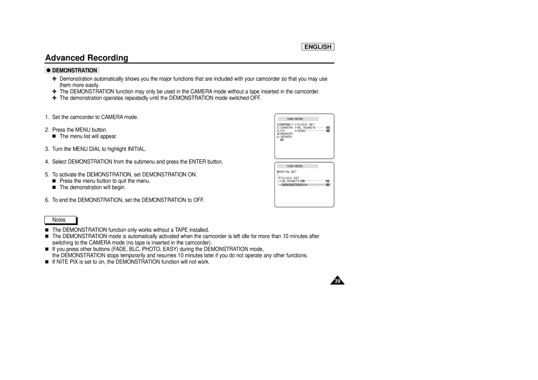 Samsung SCD29 manual Demonstration 