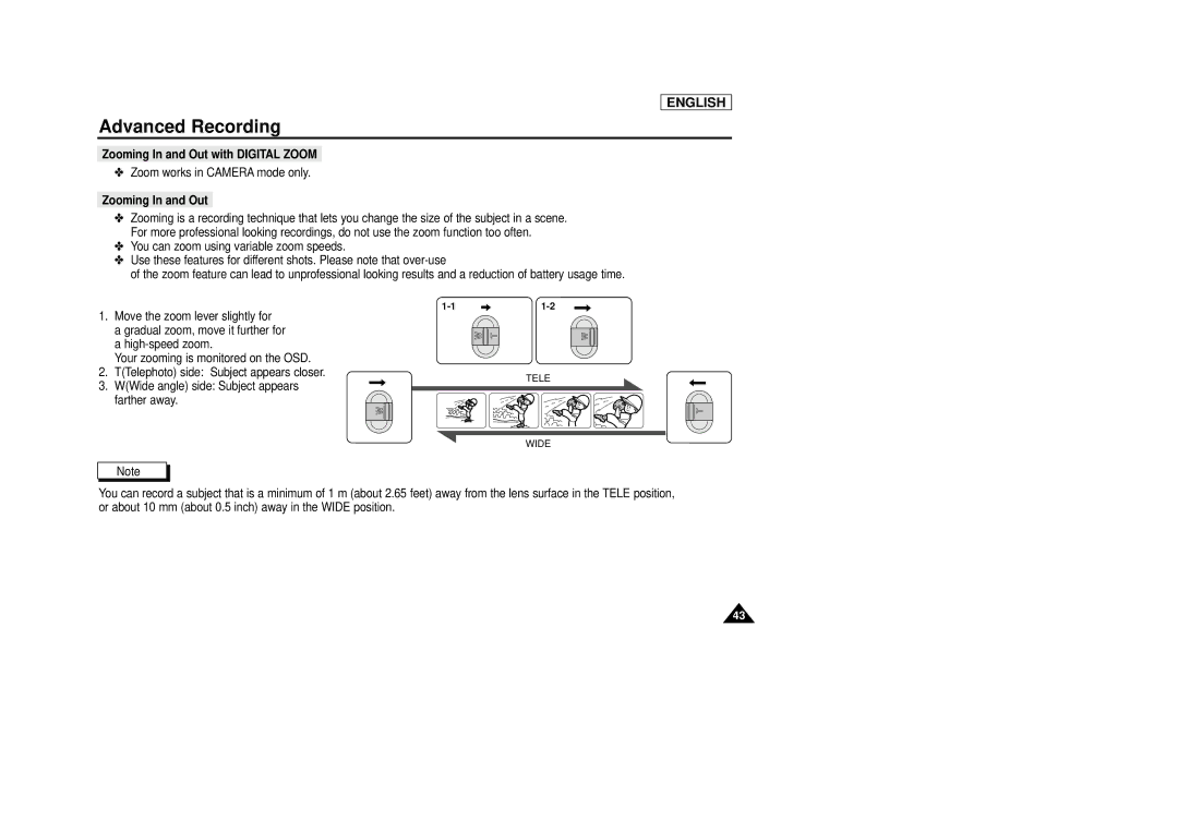 Samsung SCD29 manual Zooming In and Out with Digital Zoom 