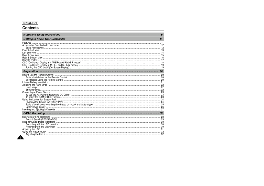 Samsung SCD29 manual Contents 