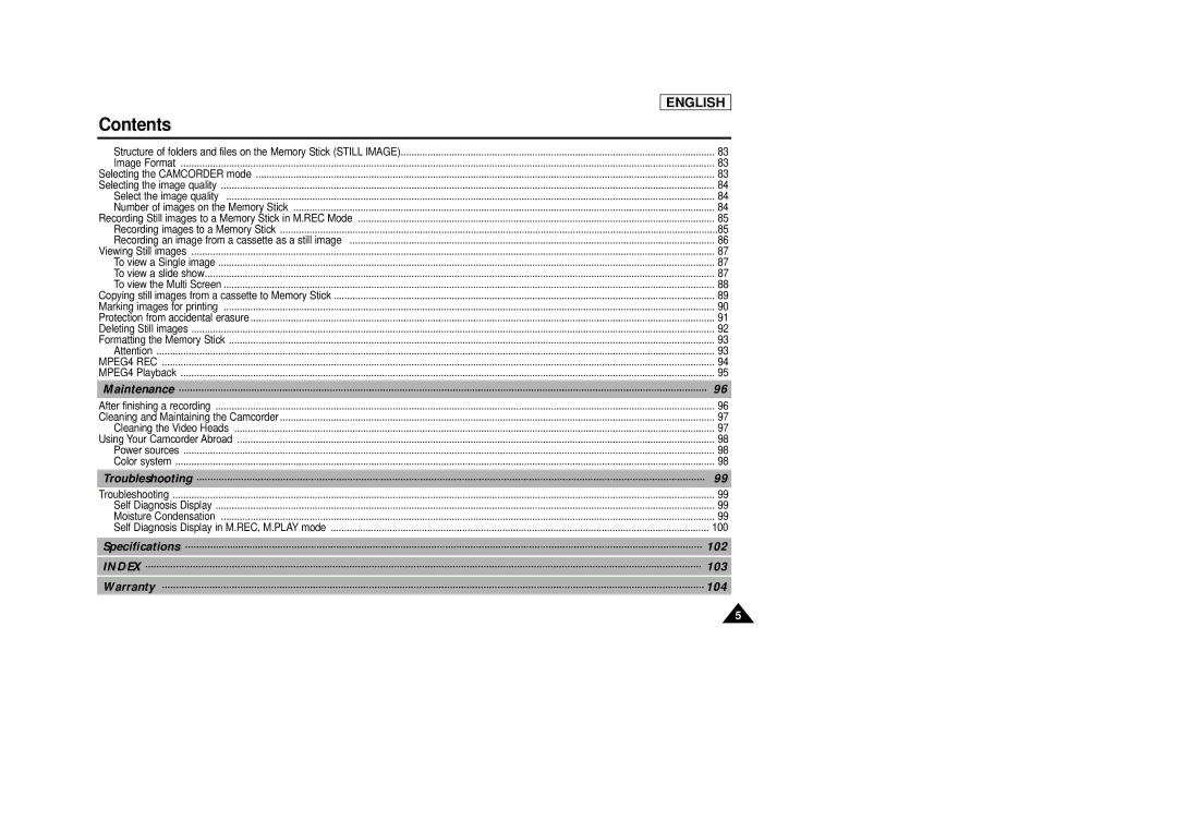 Samsung SCD29 manual Index 