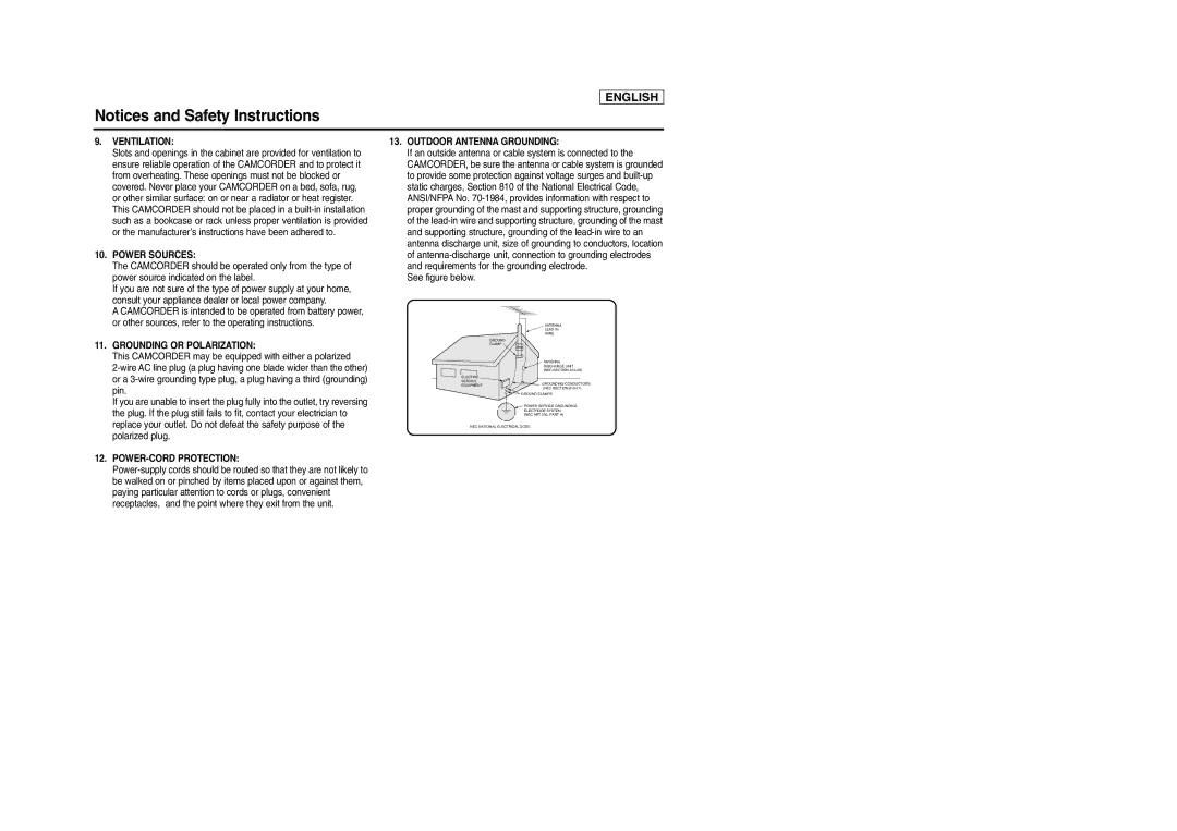 Samsung SCD303 manual Ventilation 