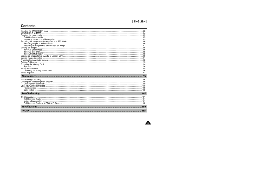 Samsung SCD303 manual 104 