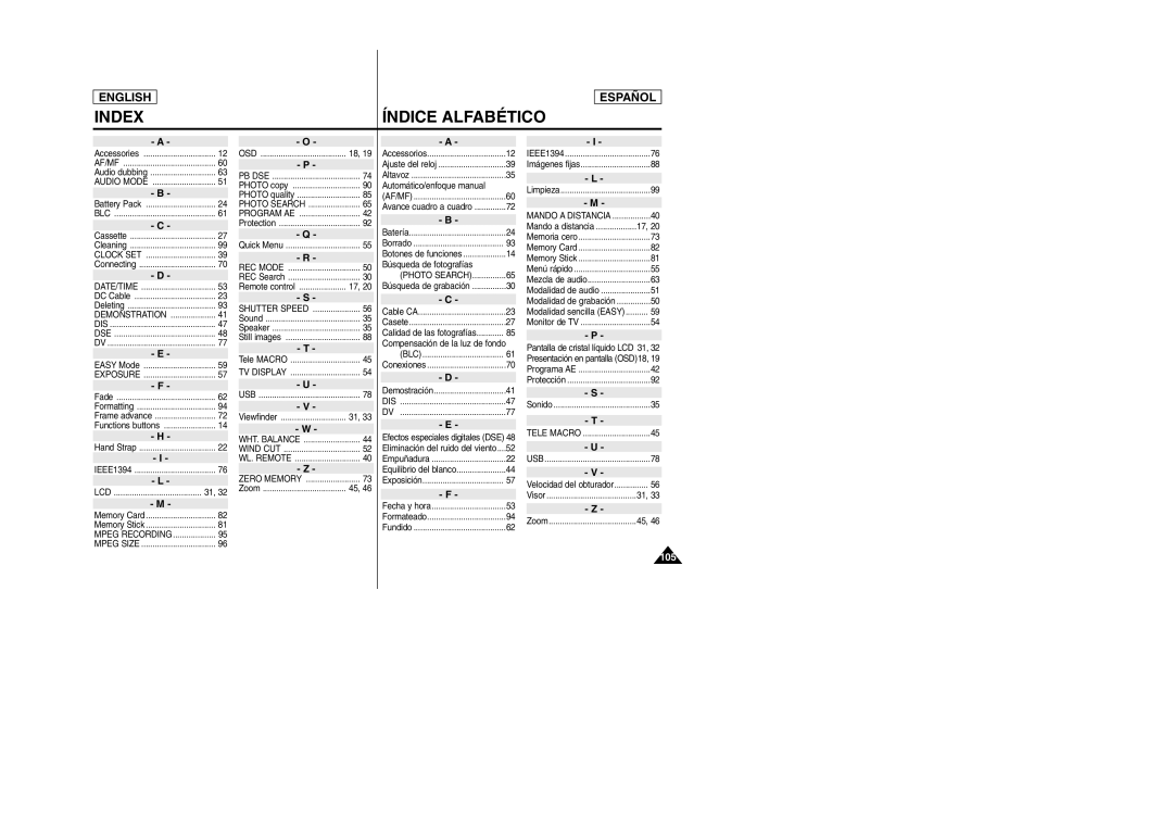 Samsung SCD307, SCD305 manual Lcd, Af/Mf, Photo Search, Blc, Dis 