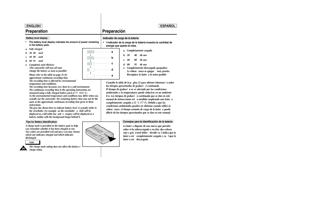 Samsung SCD305, SCD307 manual Consejos para la identificación de la batería 