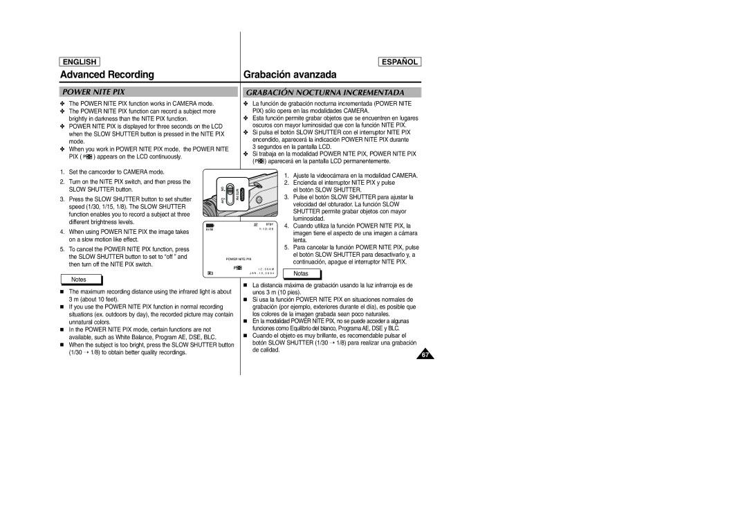 Samsung SCD307, SCD305 manual Power Nite PIX 