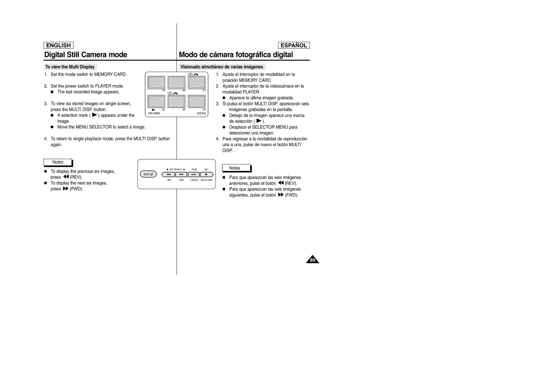 Samsung SCD307, SCD305 manual Press REV, To display the next six images Press FWD 