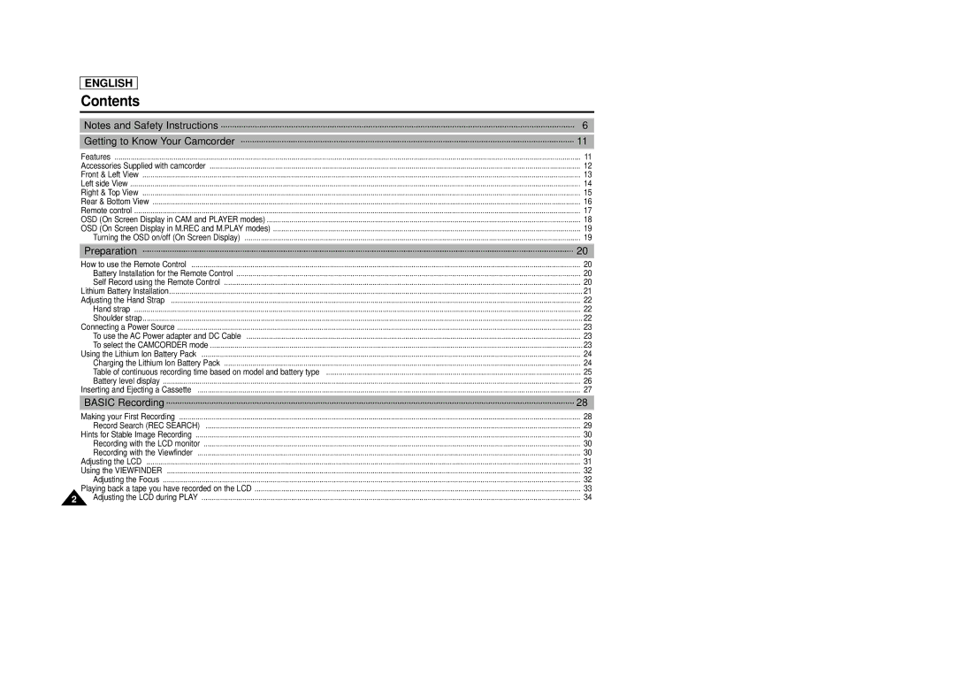 Samsung SCD33, SCD34, SCD39 manual Contents 