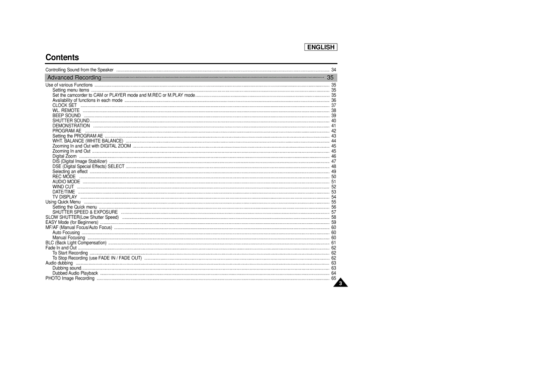 Samsung SCD33, SCD34, SCD39 manual Advanced Recording 