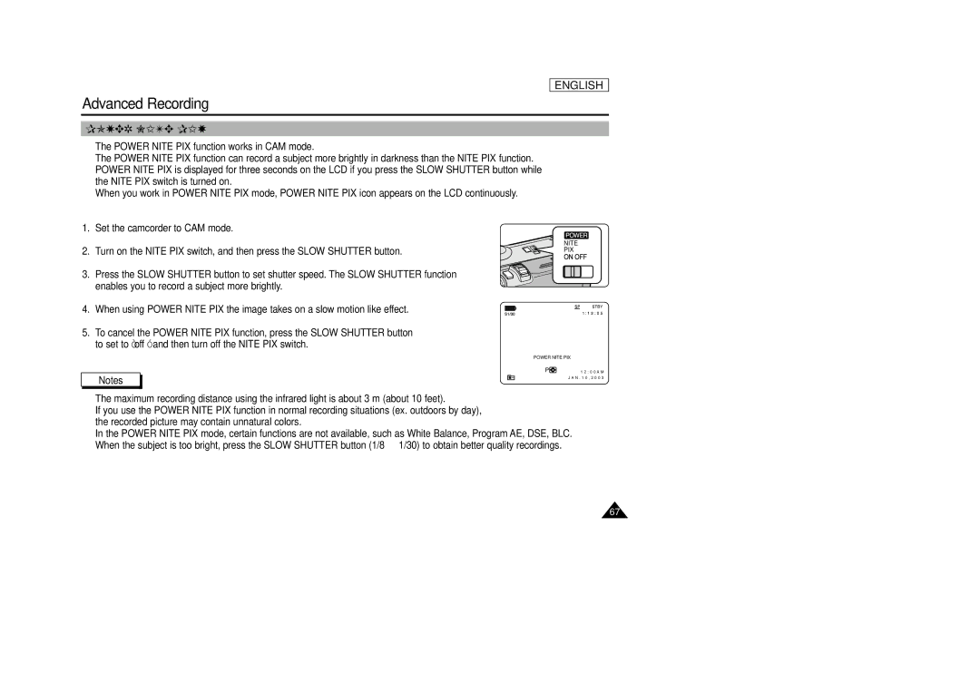 Samsung SCD33, SCD34, SCD39 manual Power Nite PIX 