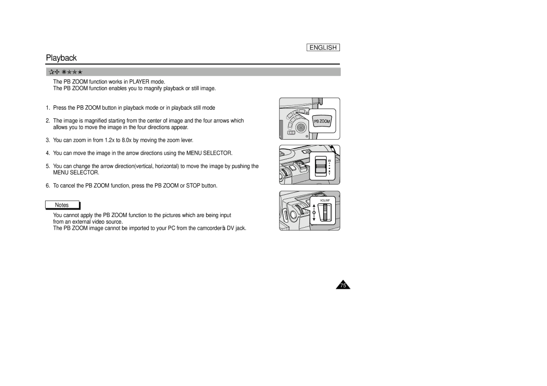 Samsung SCD33, SCD34, SCD39 manual PB Zoom 