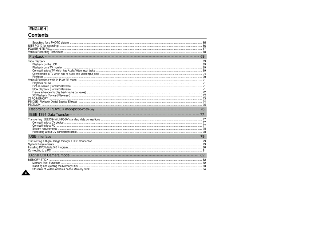 Samsung SCD33, SCD34, SCD39 manual Playback 