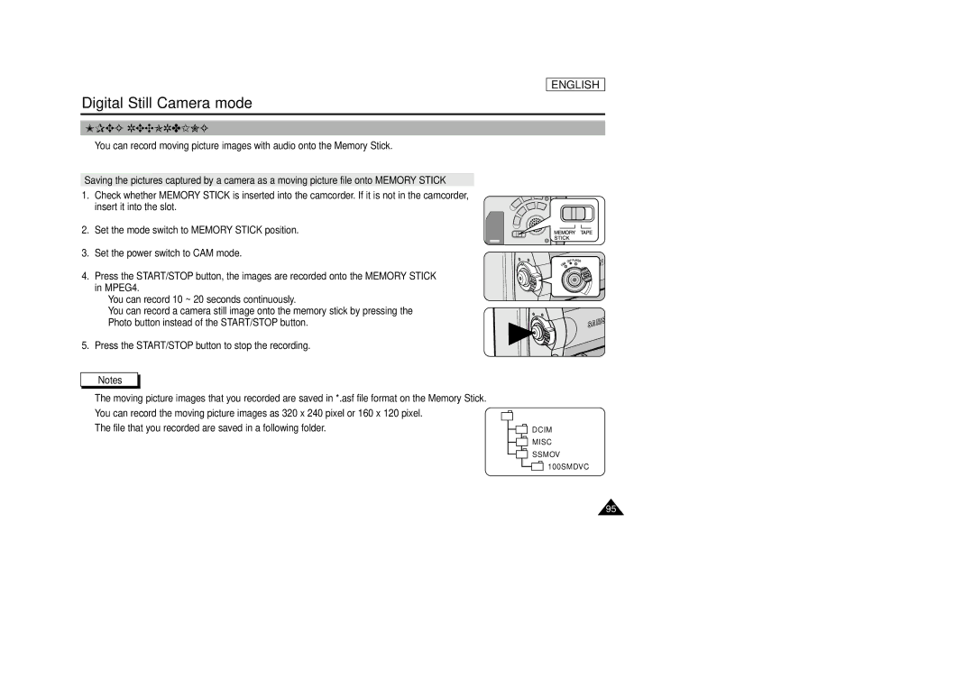 Samsung SCD33, SCD34, SCD39 manual Mpeg Recording 