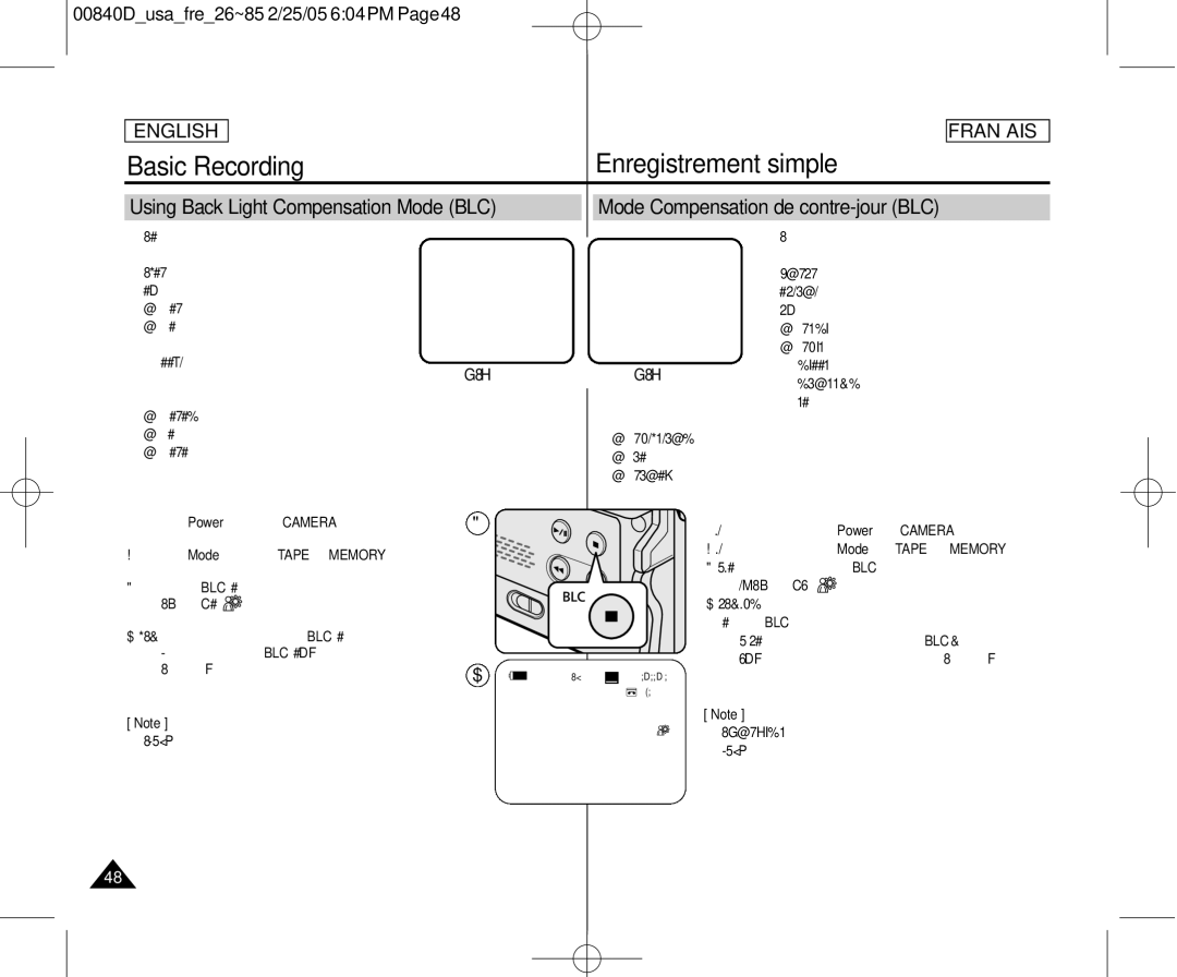 Samsung SCD453 manuel dutilisation BLC off BLC on, Rema 