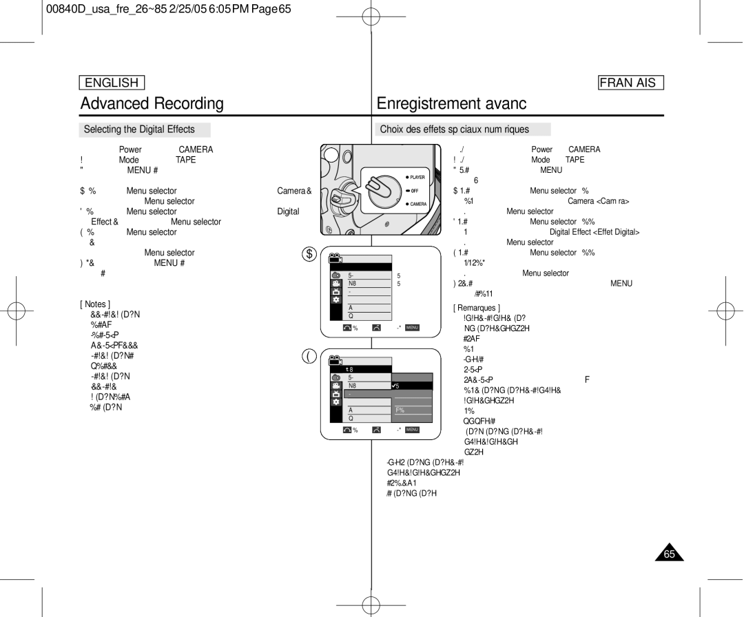 Samsung SCD453 manuel dutilisation Effect, then press the Menu selector 