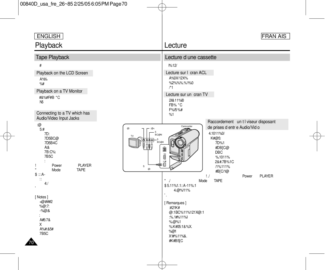 Samsung SCD453 manuel dutilisation Tape Playback 