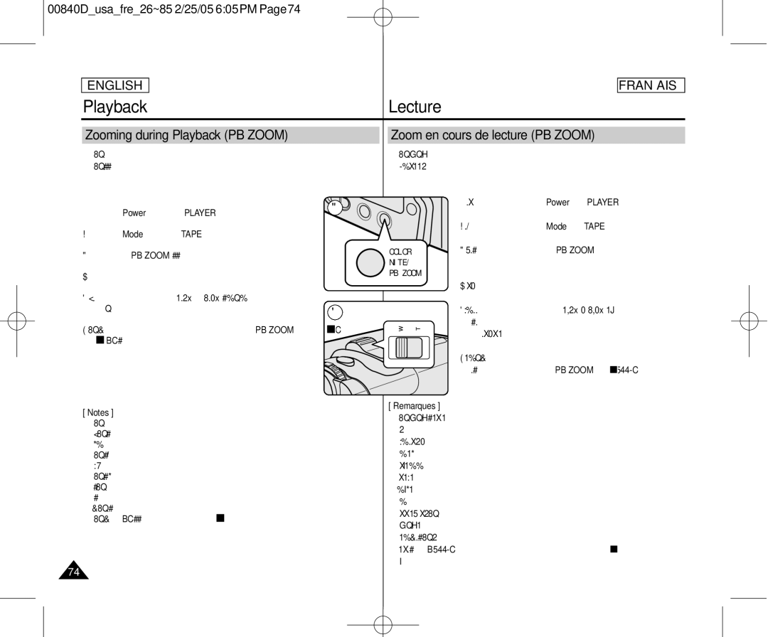 Samsung SCD453 manuel dutilisation Appuyez sur le bouton PB Zoom en mode lecture ou, Appuyez sur le bouton PB Zoom ou 