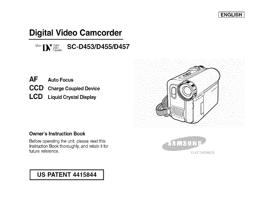 Samsung SCD455 manual Digital Video Camcorder, SC-D453/D455/D457 