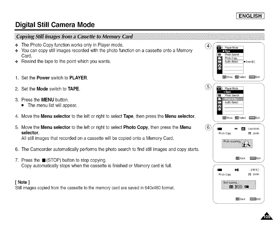 Samsung SCD455 manual Sack Exit 