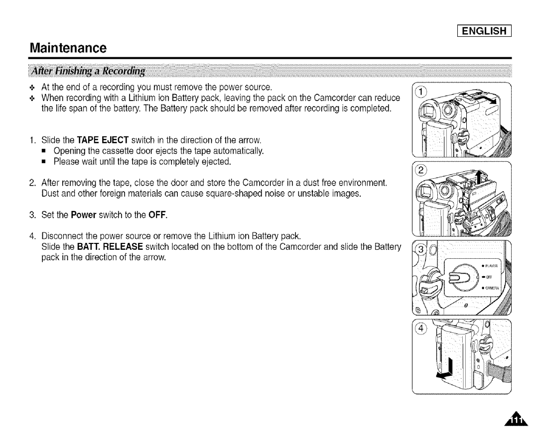 Samsung SCD455 manual Maintenance 