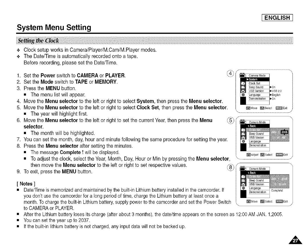 Samsung SCD455 manual System Menu Setting 