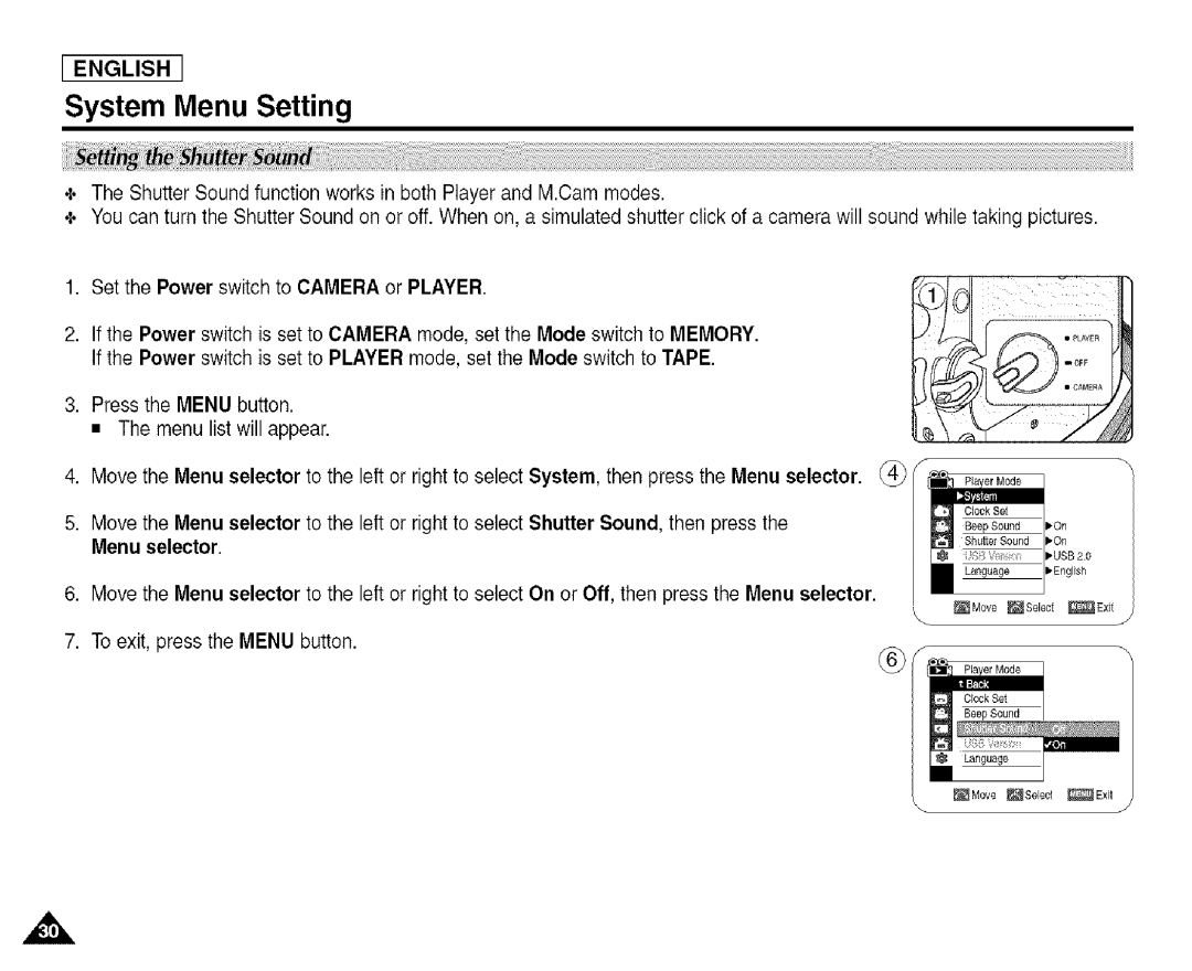 Samsung SCD455 manual UsB20 ×Et To exit, press the Menu button 