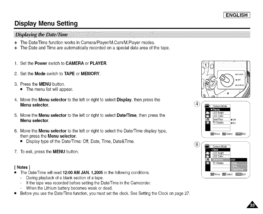 Samsung SCD455 manual Display Menu Setting, Menu selector 