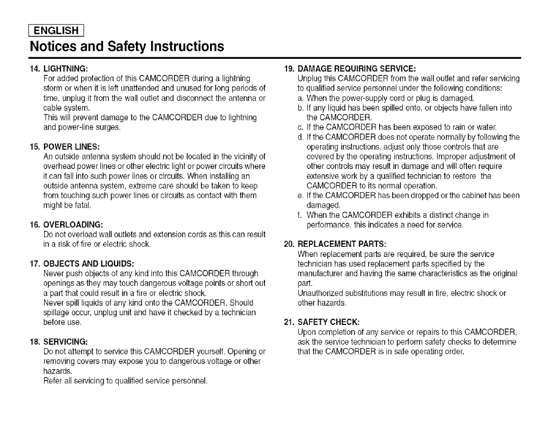 Samsung SCD455 manual Replacement Parts 