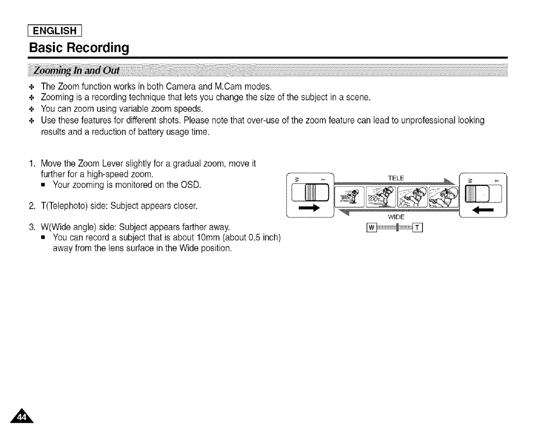 Samsung SCD455 manual Wide 