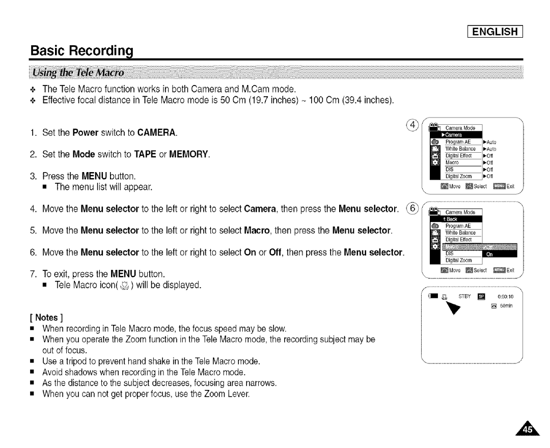 Samsung SCD455 manual Plogram AE Move Select Exit 