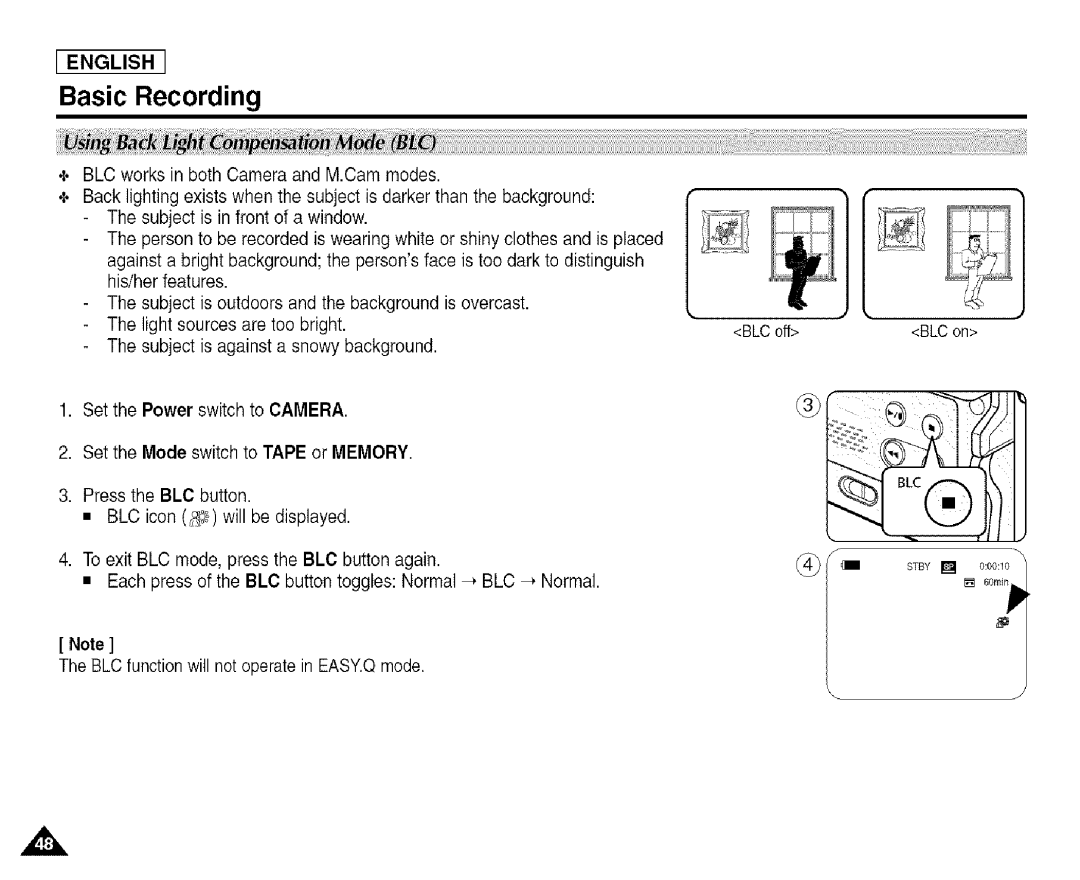 Samsung SCD455 manual BLCon 