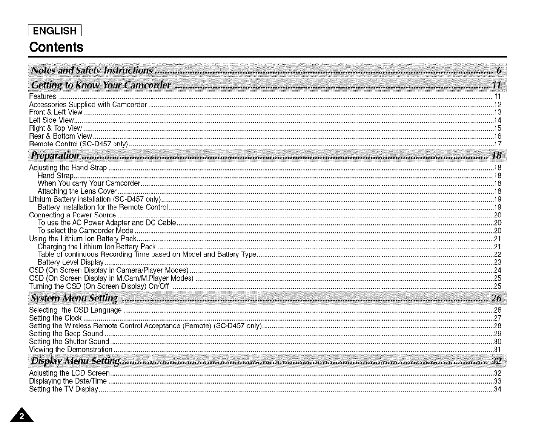 Samsung SCD455 manual Contents 