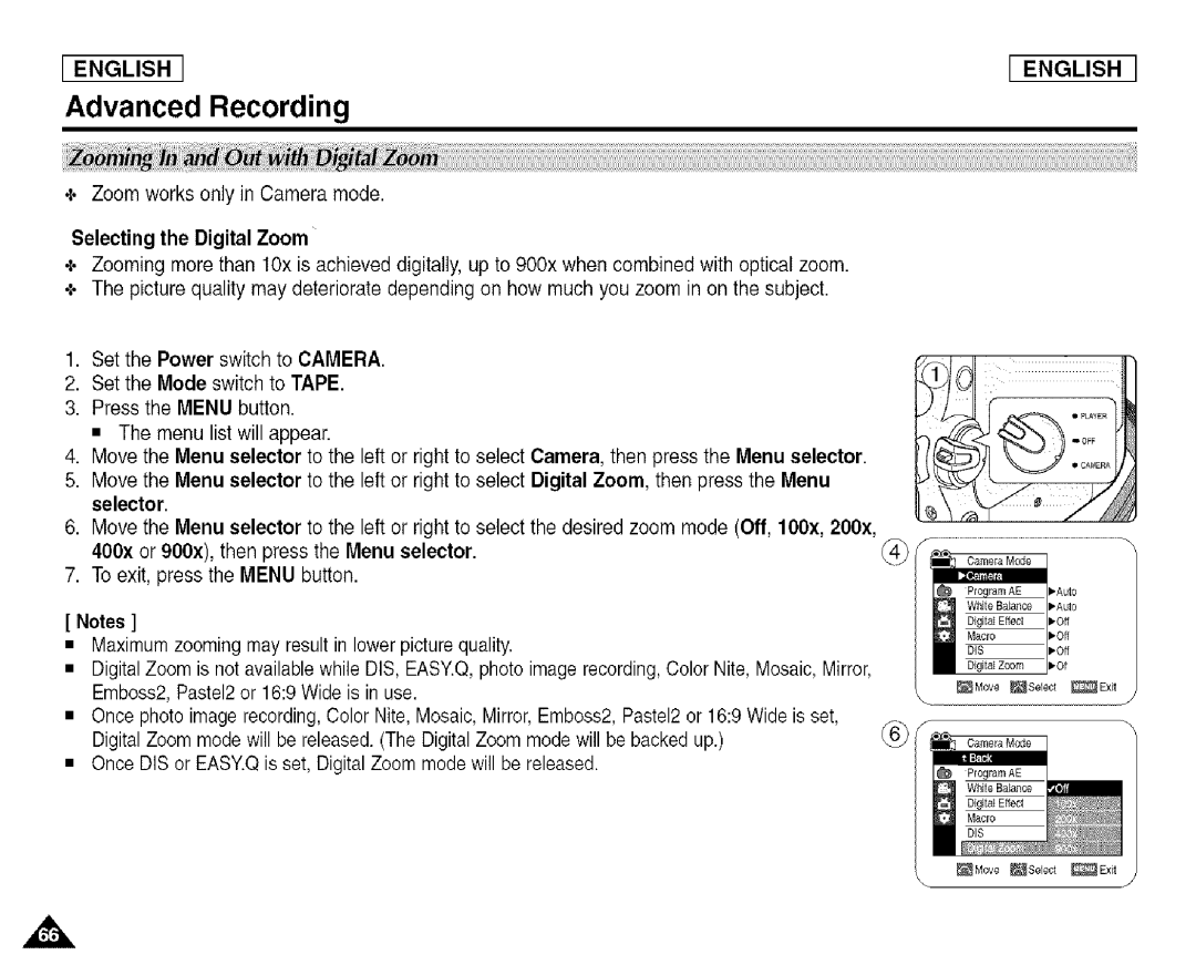 Samsung SCD455 manual MOFF PlogramAE Move $elect E×it J 