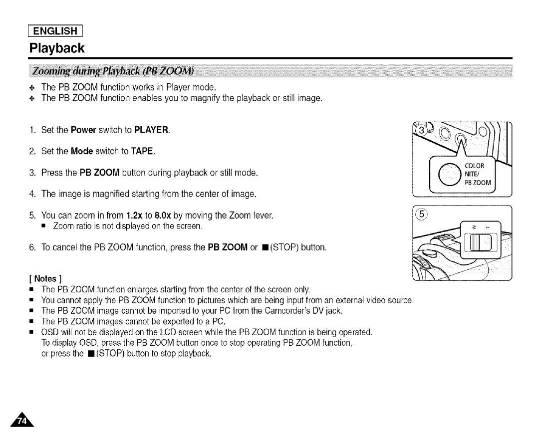 Samsung SCD455 manual Playback 