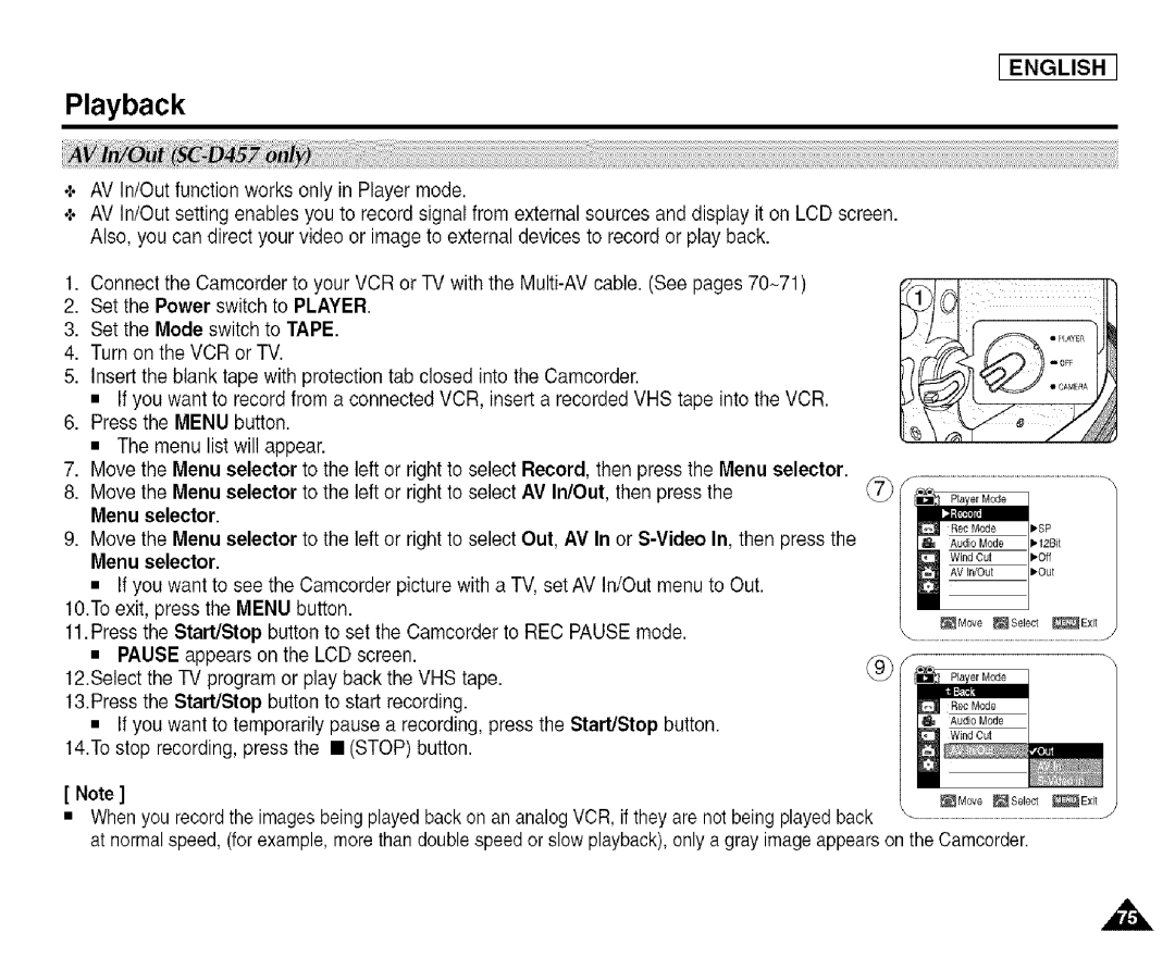 Samsung SCD455 manual Tostop recording, press the Stop button 