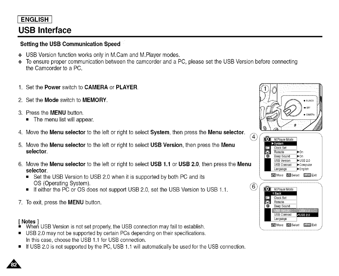 Samsung SCD455 manual Setting the USB Communication Speed 