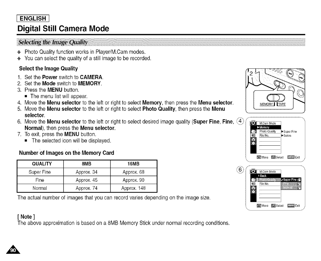 Samsung SCD455 manual 6MovetheMen, Select the Image Quality 