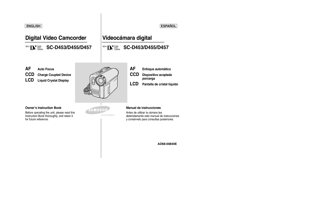 Samsung SCD457 manual Digital Video Camcorder 