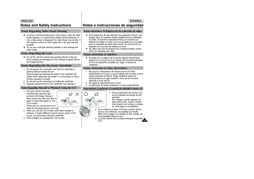 Samsung SCD6050, SCD6040 manual Notas referentes al objetivo, Notas referentes al visor electrónico 