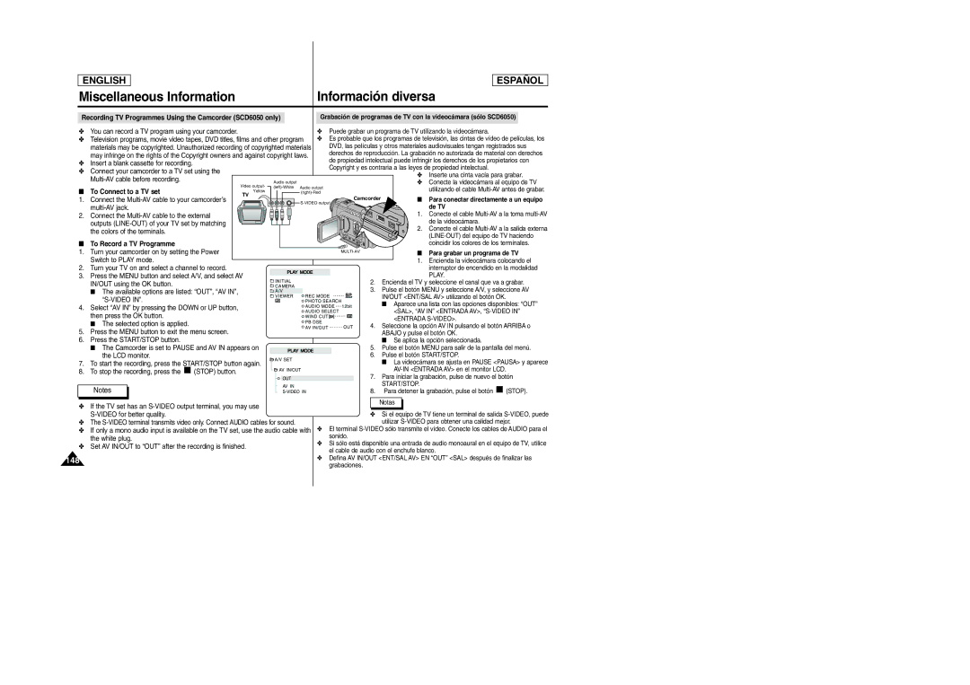 Samsung SCD6040 manual Recording TV Programmes Using the Camcorder SCD6050 only, To Record a TV Programme, Video 